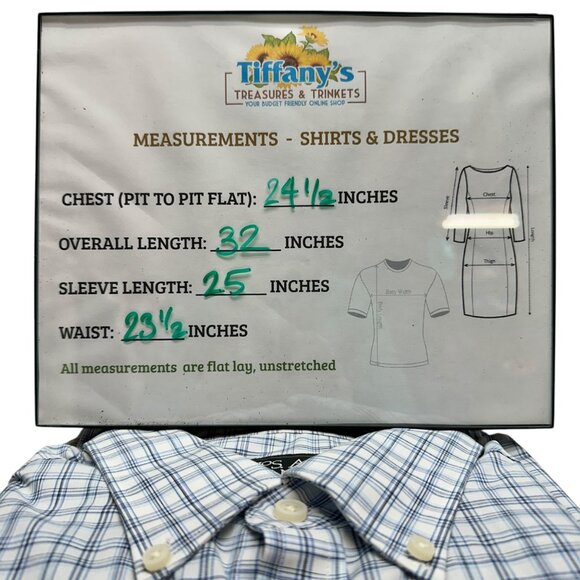 Jos A Bank Traveler Tailored Shirt L Blue Plaid Cotton Blend LS TravelTech - Picture 8 of 8